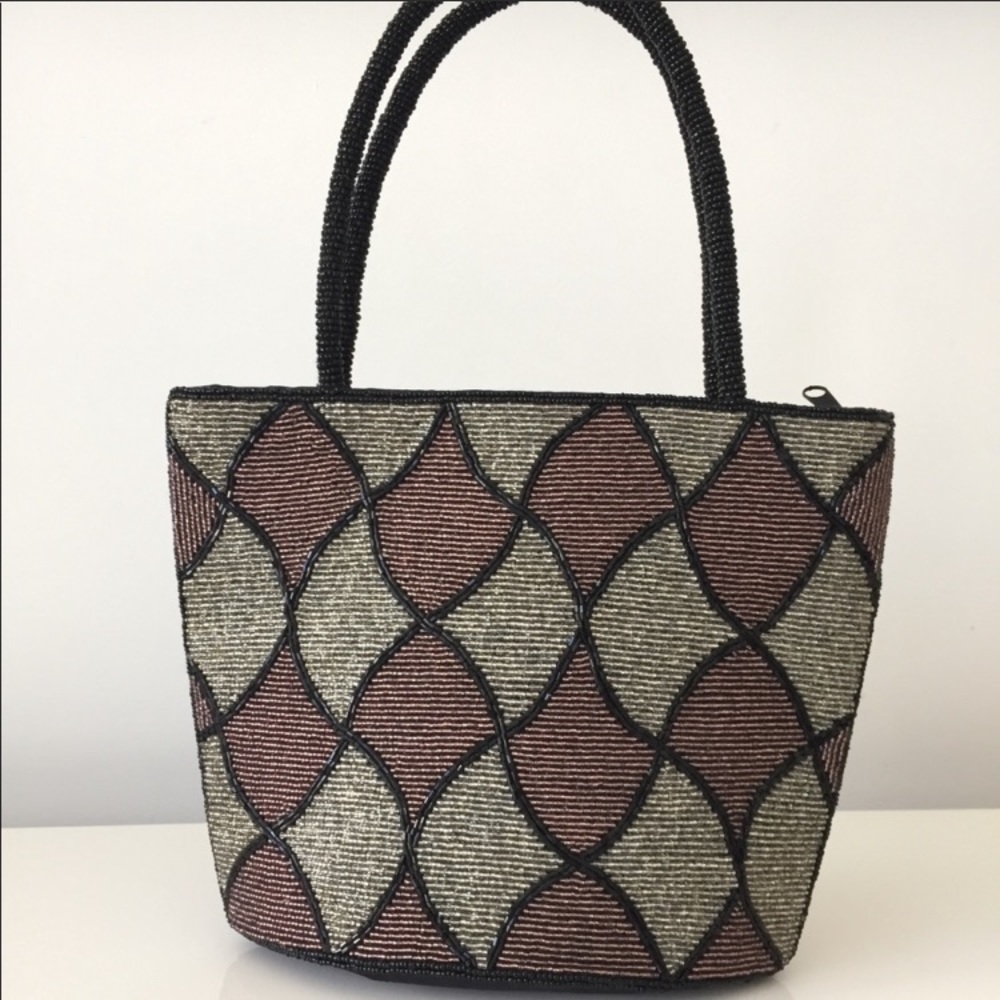 Beaded checkered purse - stylish bag